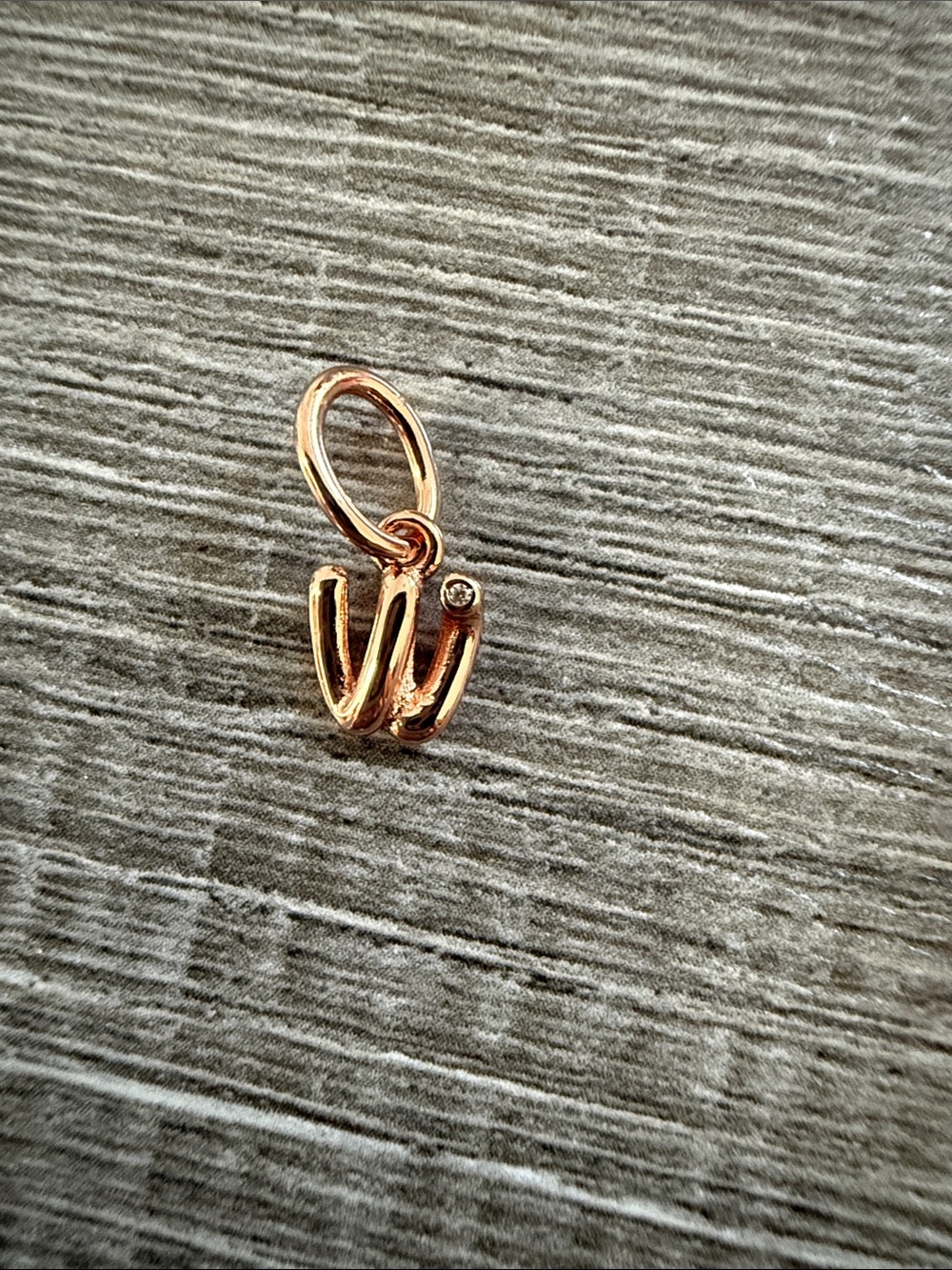 Pandora Rose Gold Letter W Charm with Crystal